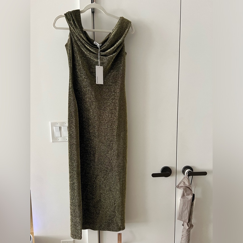 Reformation Jamen Knit Dress - gold. Size M. Brand new with tags.